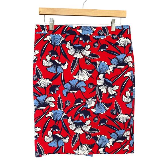 J. Crew Women's Red Floral Pencil Skirt Size 6 - EUC - Picture 2 of 6
